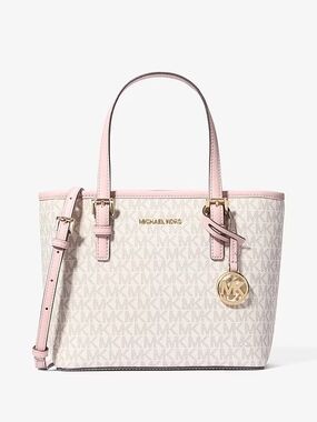 Jet Set Travel Small Logo Top-Zip Tote Bag, Powder Blush